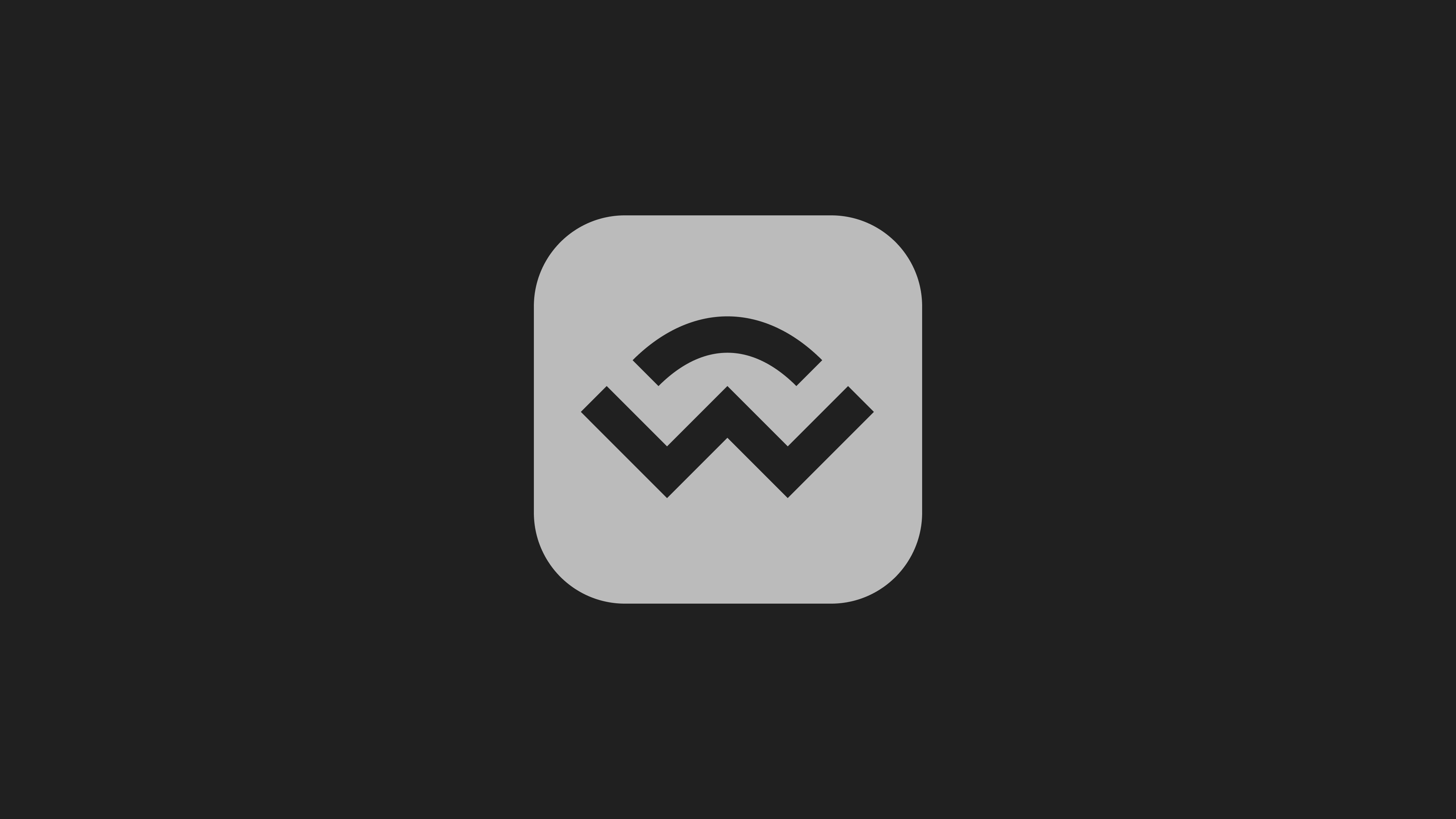 WalletConnect logo set in a greyscaled button with a black background